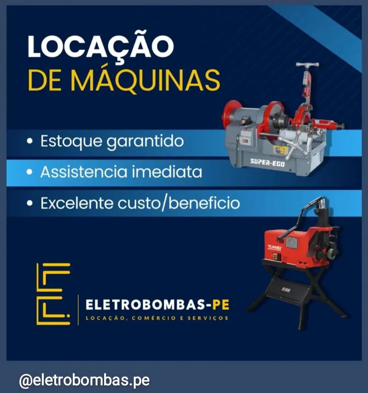 Rosqueadeira elétrica - Locação,  Vendas e Serviços 
