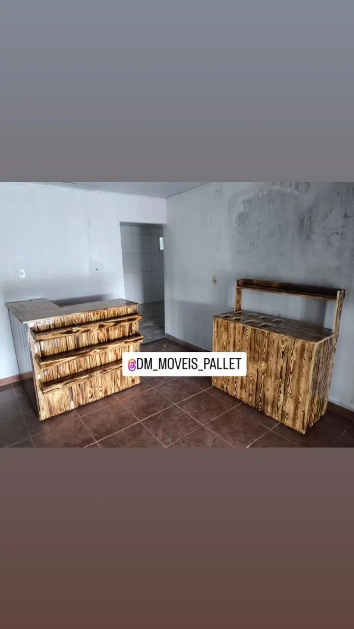 Balcão caixa com Expositorea em Madeira Pallet - Foto 2