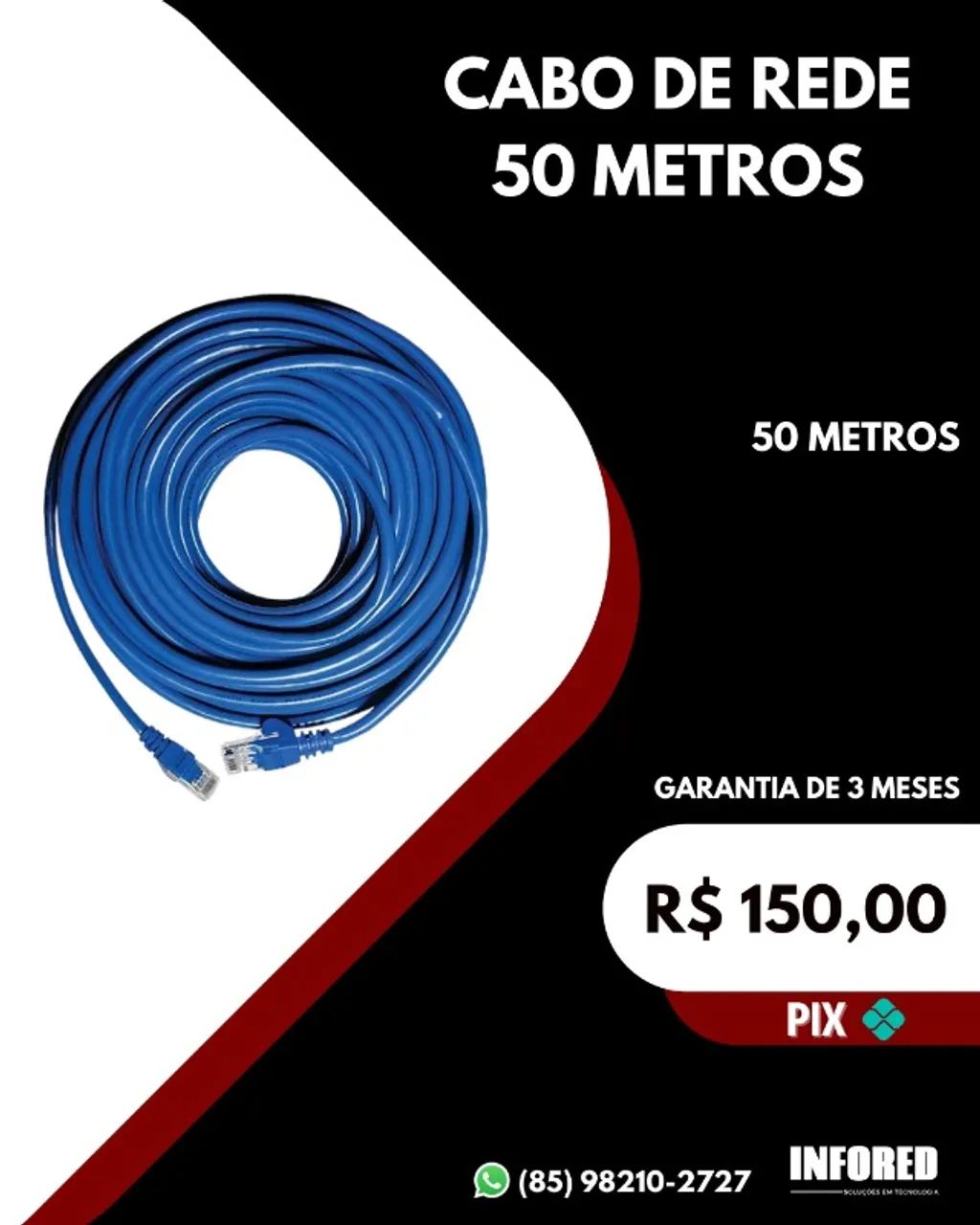 Cabo de Rede CAT6 50 Metros