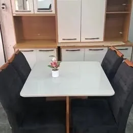 Mesa De Jantar 4 Cadeiras 0,90x0,90 Madeira Maciça