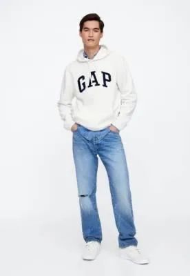 Blusa de Moletom Fechada GAP com Capuz Branca - Foto 3