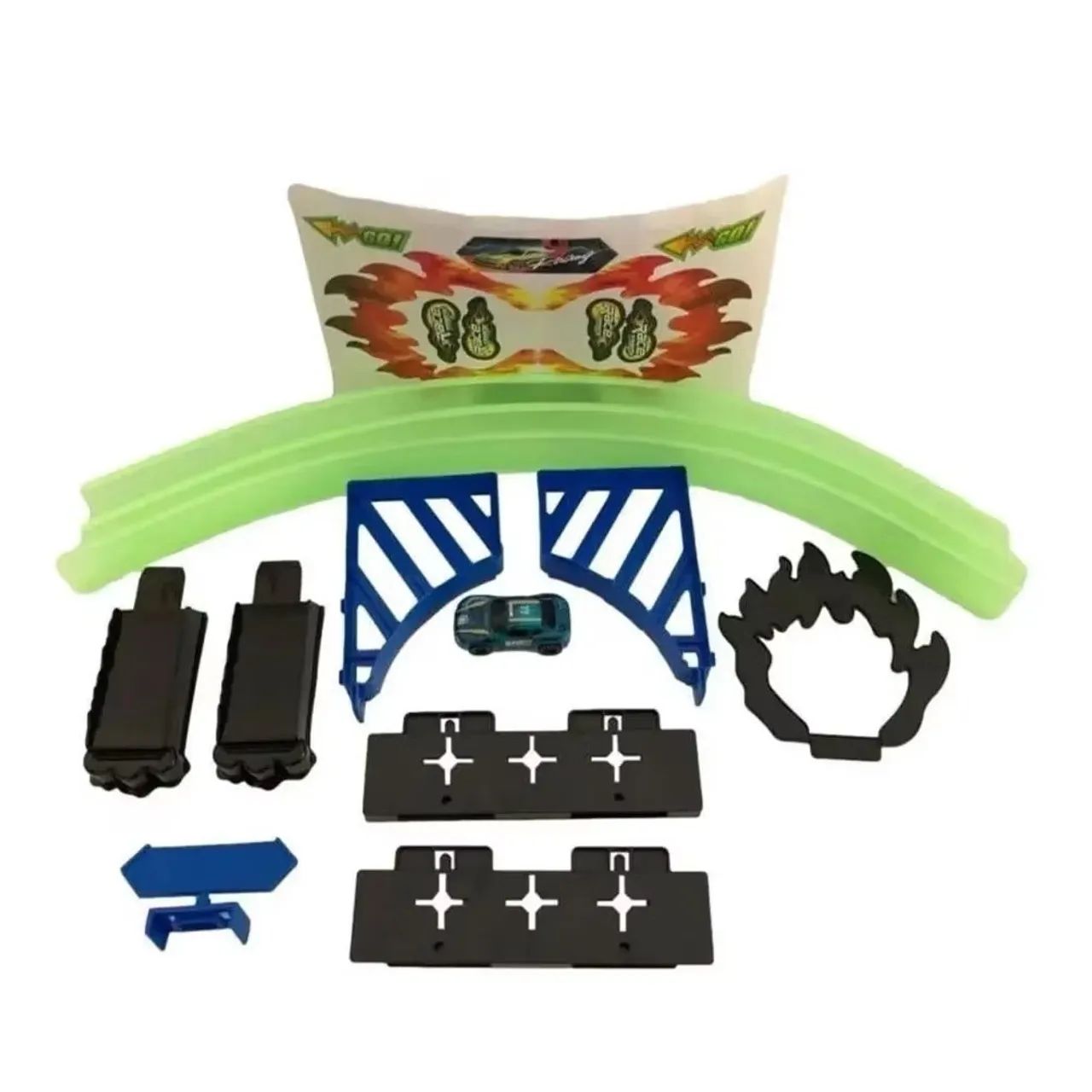 Pista de Carrinhos Brinquedo Speedster Neon Looping Com Luz LED Brilha No Escuro - Foto 4