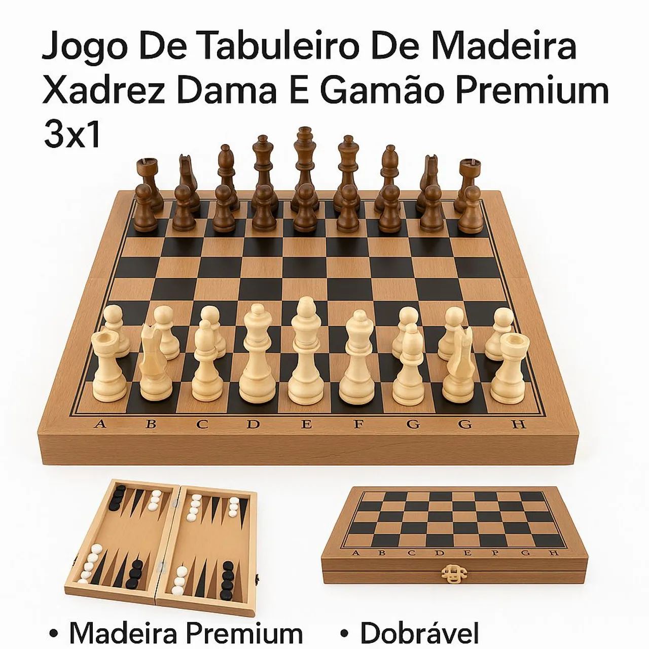 Tabuleiro xadrez 3 em 1 - Foto 2