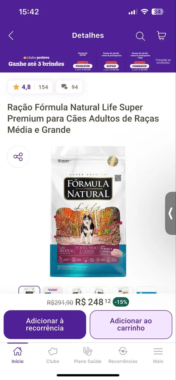 Ração fórmula natural Life super premium