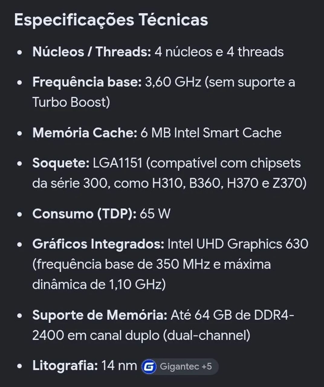 Processador i3 8100 3.6 ghz soquete 1151 da oitava geração funcionando perfeitamente  - Foto 2