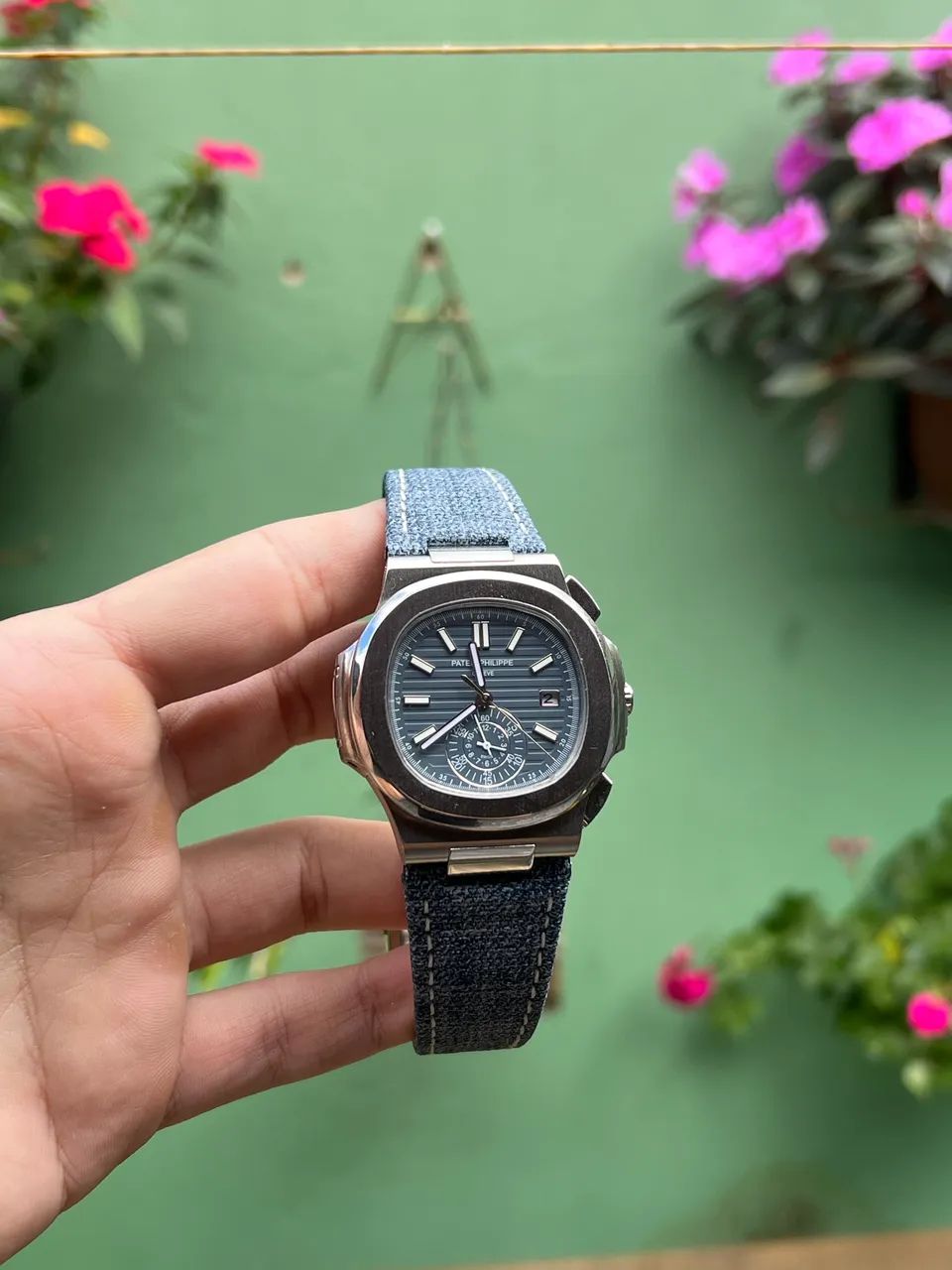 RARO Relógio Patek Philippe Nautilus Denim Jeans Automático  - Foto 3