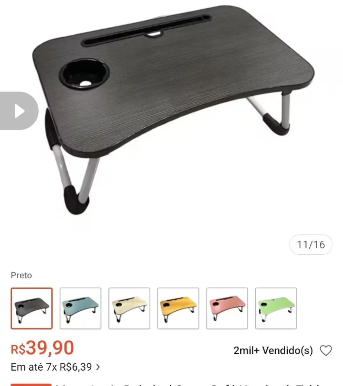 Mesa portátil para notebook cor cinza, nova 