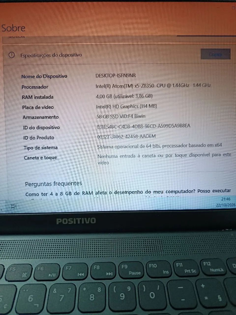 Notebook Positivo Usado (Leia a legenda)