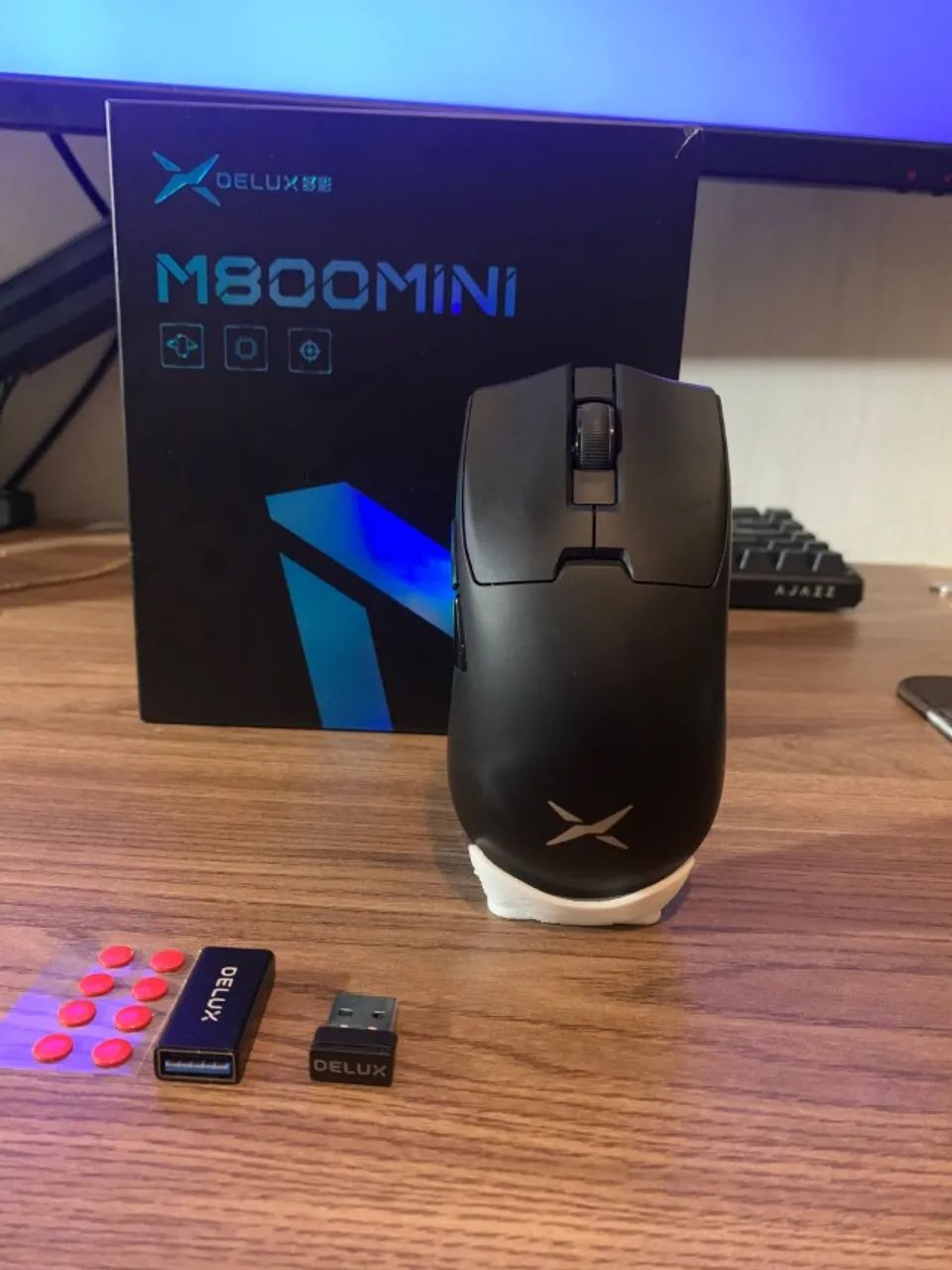 Mouse Delux M800 MINI PRO Preto + feet dots (paw3395) - Foto 3