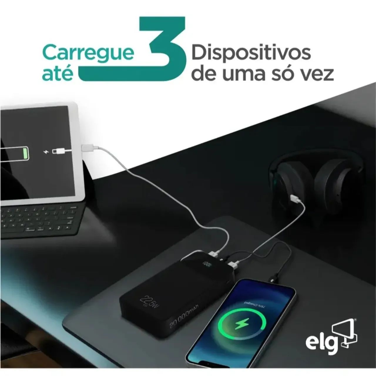 Power Bank ELG PRO 20.000mAh Original Turbo 22,5W Display Digital USB-C PD - Foto 4