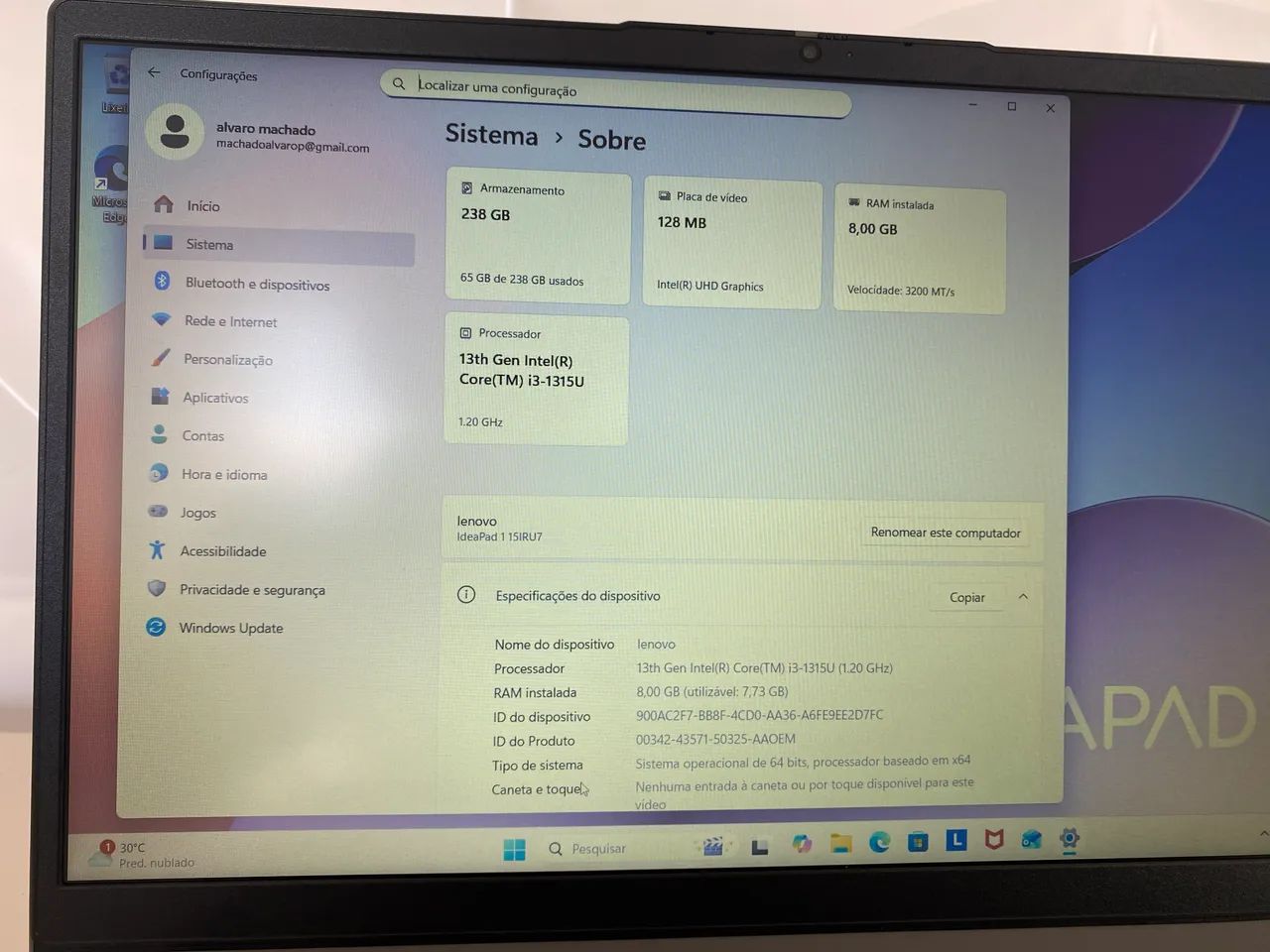 Notebook Lenovo Ideapad  - Foto 3