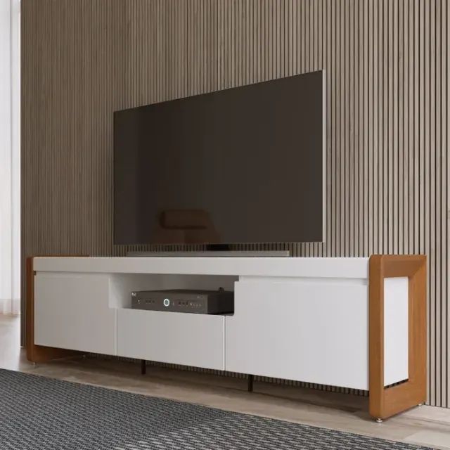 Rack para TV até 75'' Bristol - Off White/Natural 2,25 m