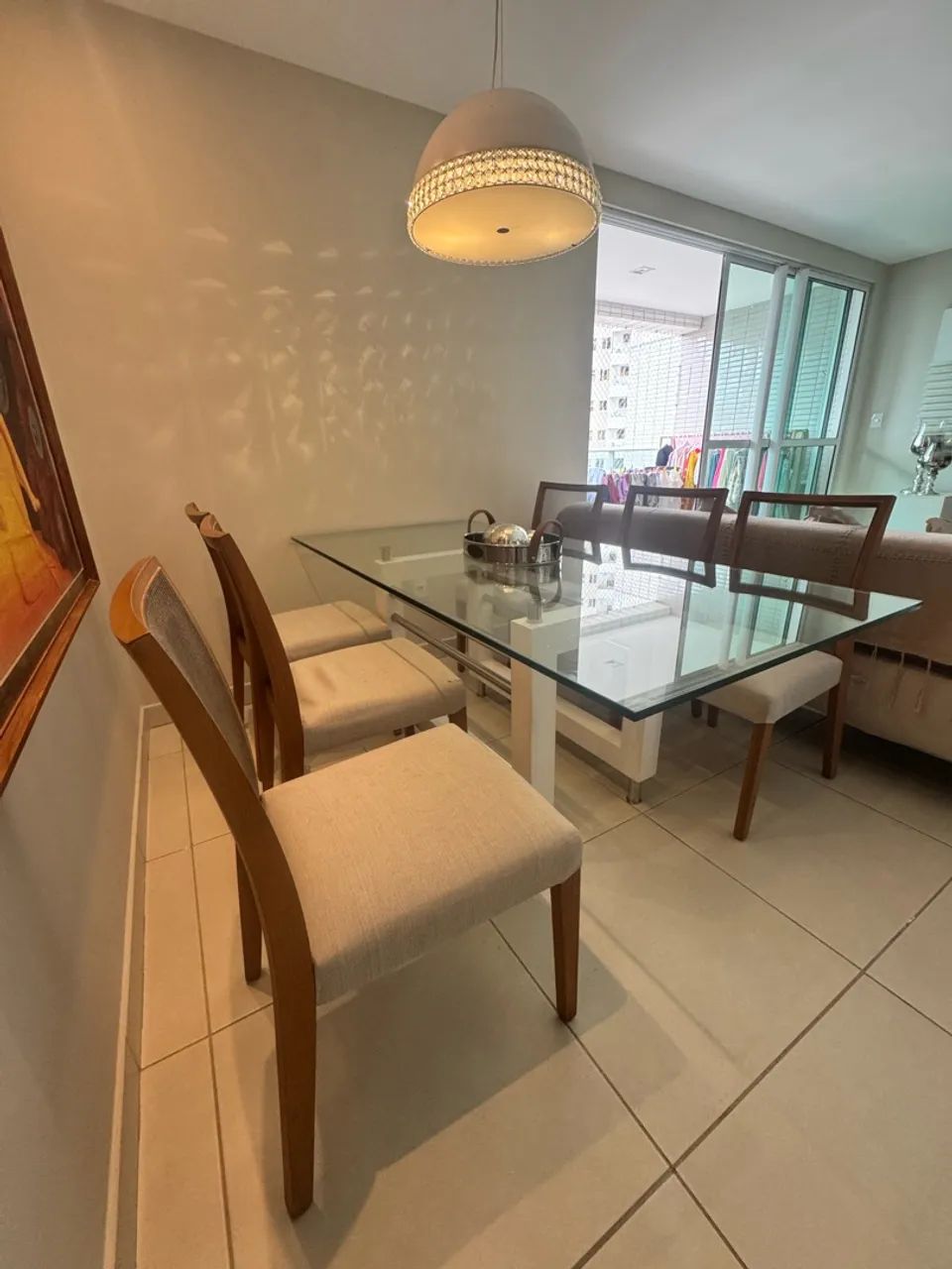 Mesa de jantar em vidro com 6 cadeiras  - Foto 3