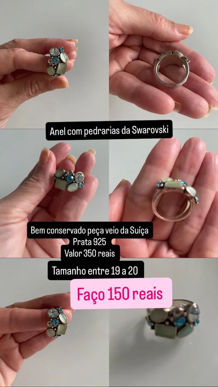 Anel da swarovisk prata 925