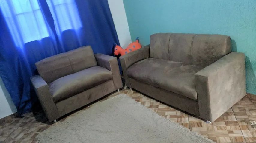 Sofá 2 e 3 pessoas Material suede D33 Robusto Confortável Promoção - Foto 4