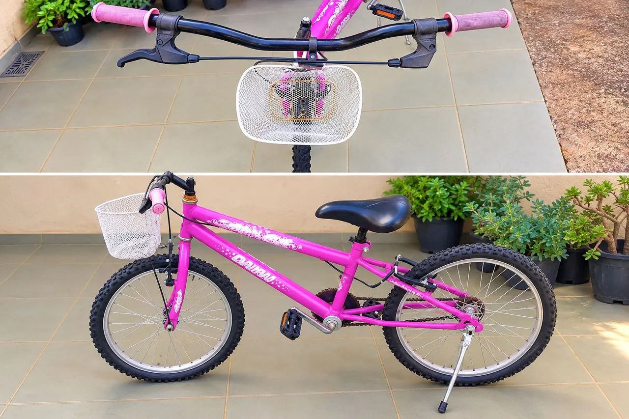  Bicicleta Infantil Aro 20 Rosa com Cesta - Foto 3