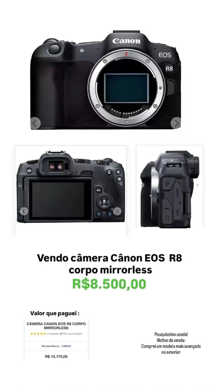 Câmera Cânon R8  - Foto 4