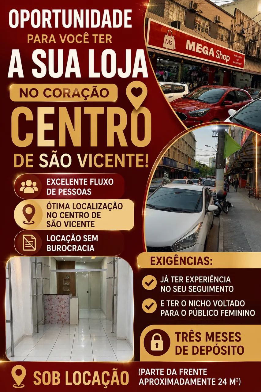 Sublocação loja no centro de São Vicente