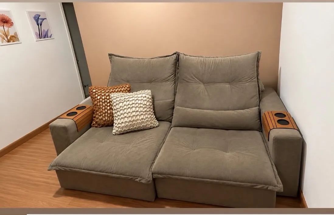 SOFÁ RECLINÁVEL 1,90m CINZA 