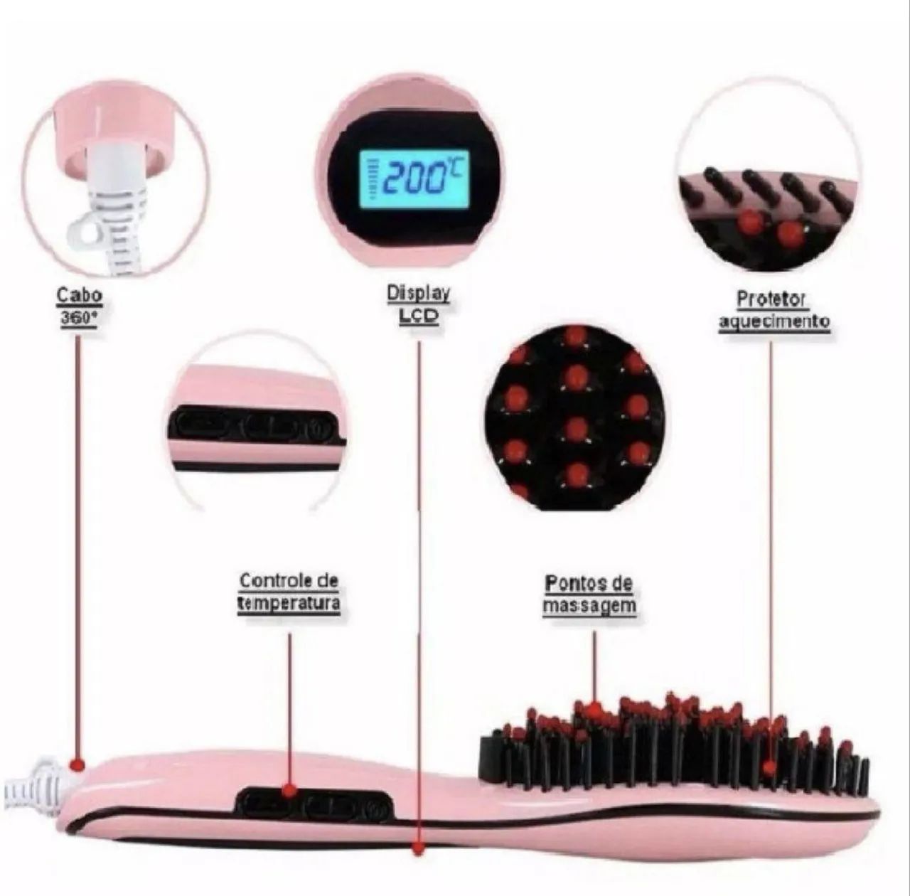 Escova alisadora Fast Hair Straightener HQT-906, prática e eficiente para alisar e modelar - Foto 2