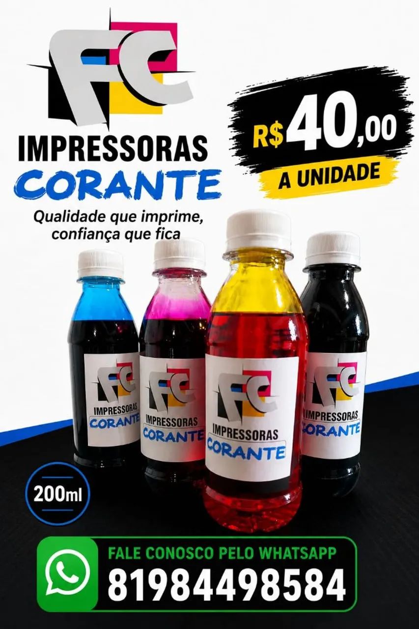 Refil Tinta impressoras 200ml