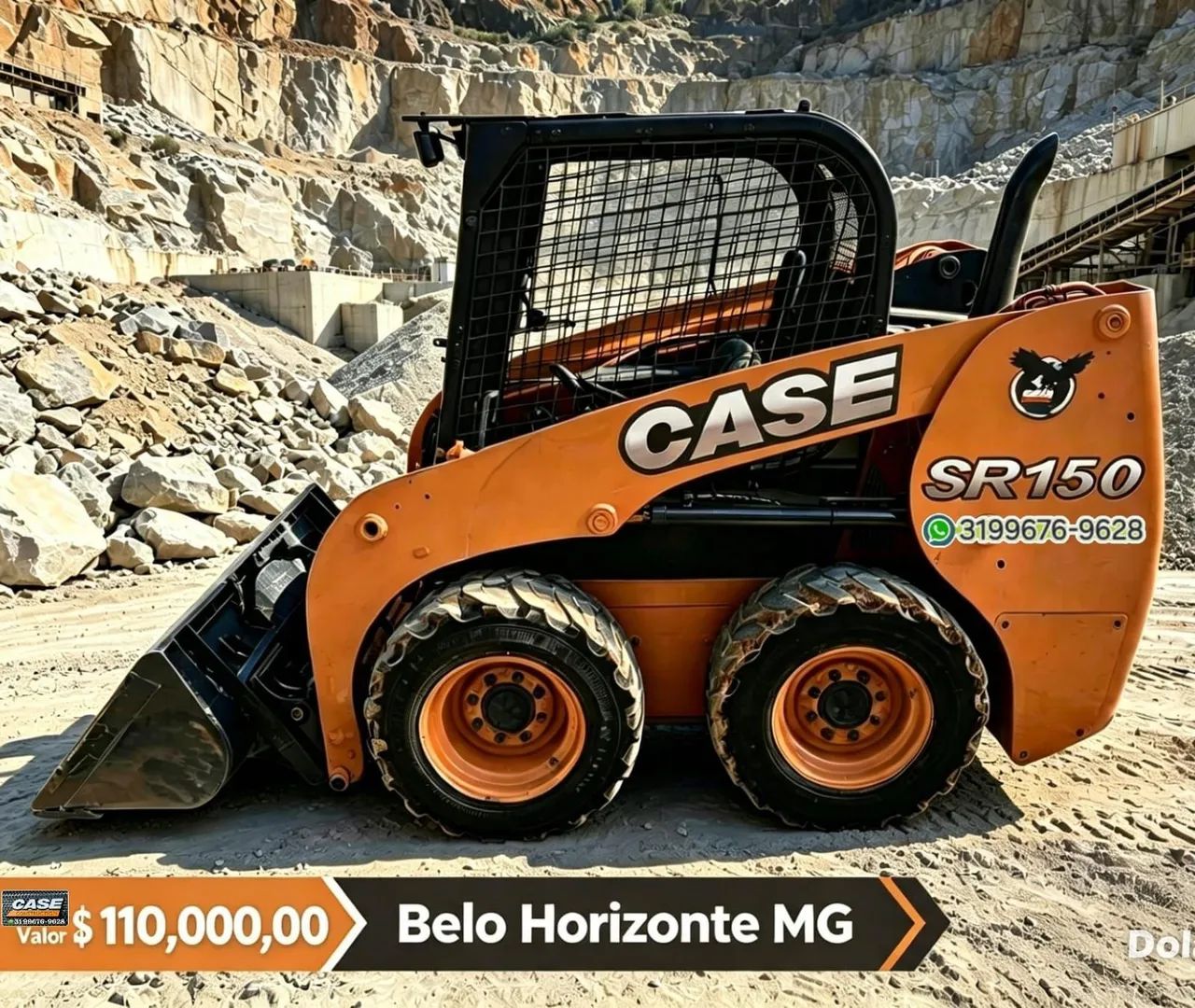 Mini Carregadeira Case SR150 cabine aberta 