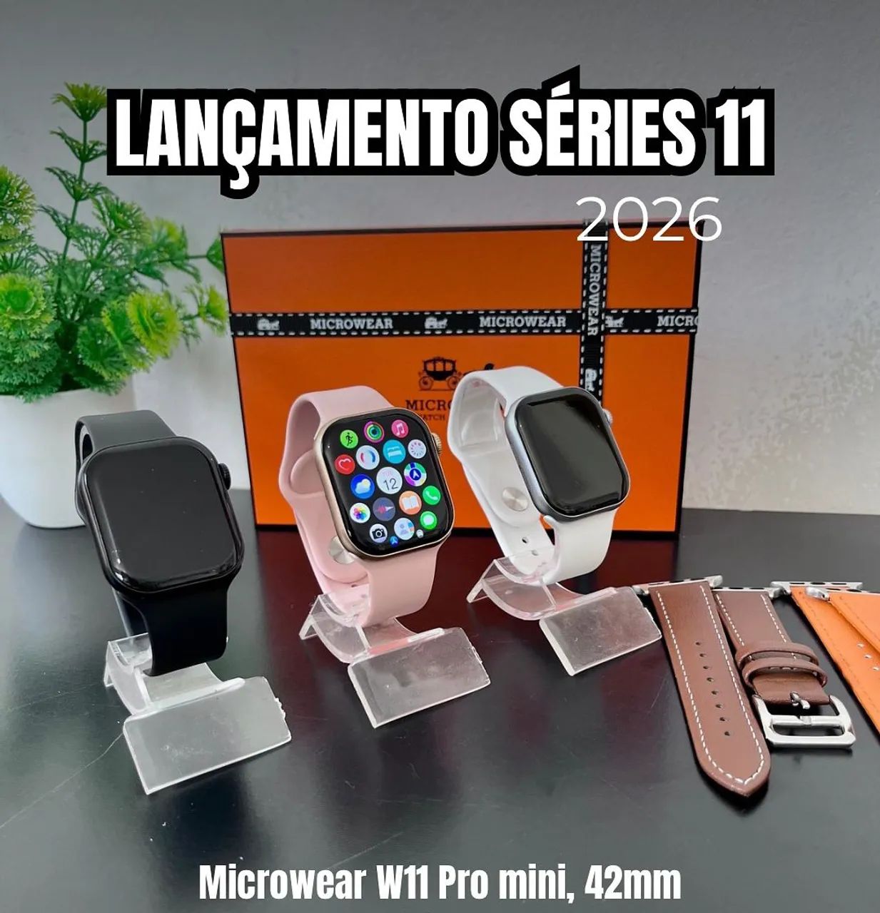 Smartwatch W11 Pro Mini 2GB 42mm Amoled Série 11 Whatsapp ...