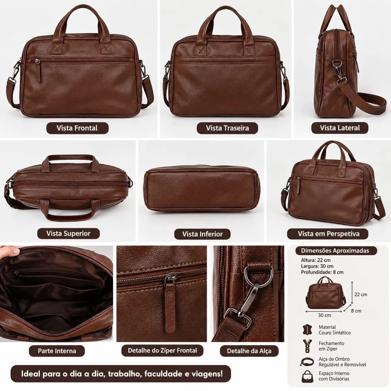 Bolsa feminina Couro Fino 