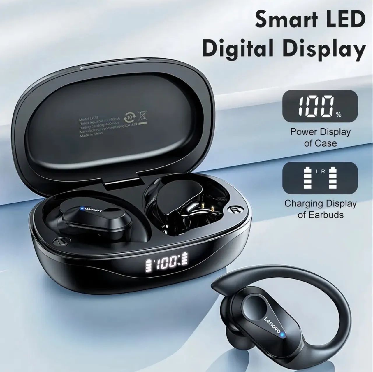 Fone Bluetooth 5.3 lenovo levipodos lp75 corrida thinkplus  - Foto 3