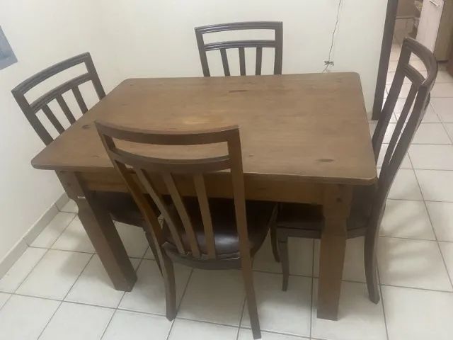 Mesa de Jantar Madeira 120x80 + 4 Cadeiras Estofadas - Foto 3