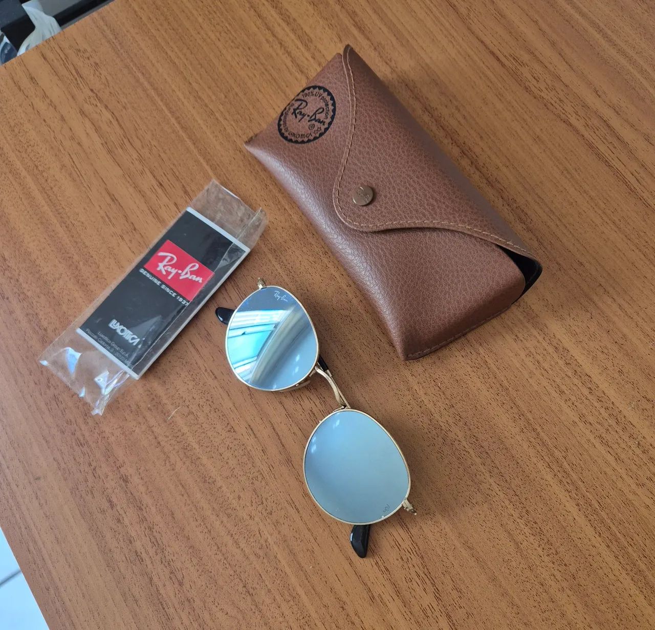 Óculos Ray Ban modelo 2251, dourado, espelhado. Produto original - Foto 3