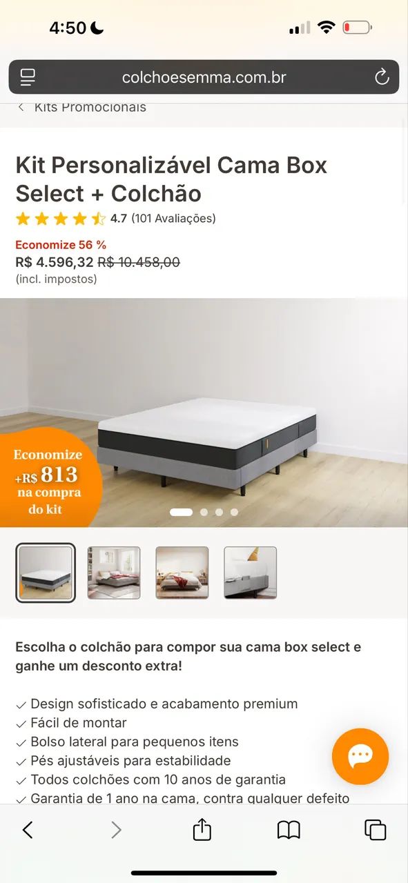Conjunto cama box select e colchão original queen Emma - Foto 4