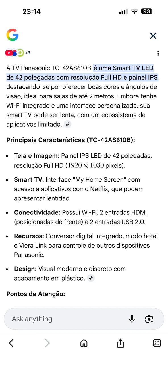 Vendo tv 42 polegadas panasonic c/ suporte para parede  - Foto 3