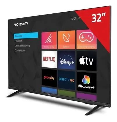 Smart Tv 32 Polegadas Hd Roku Tv 32s5135/78g Preta Aoc (Usado)