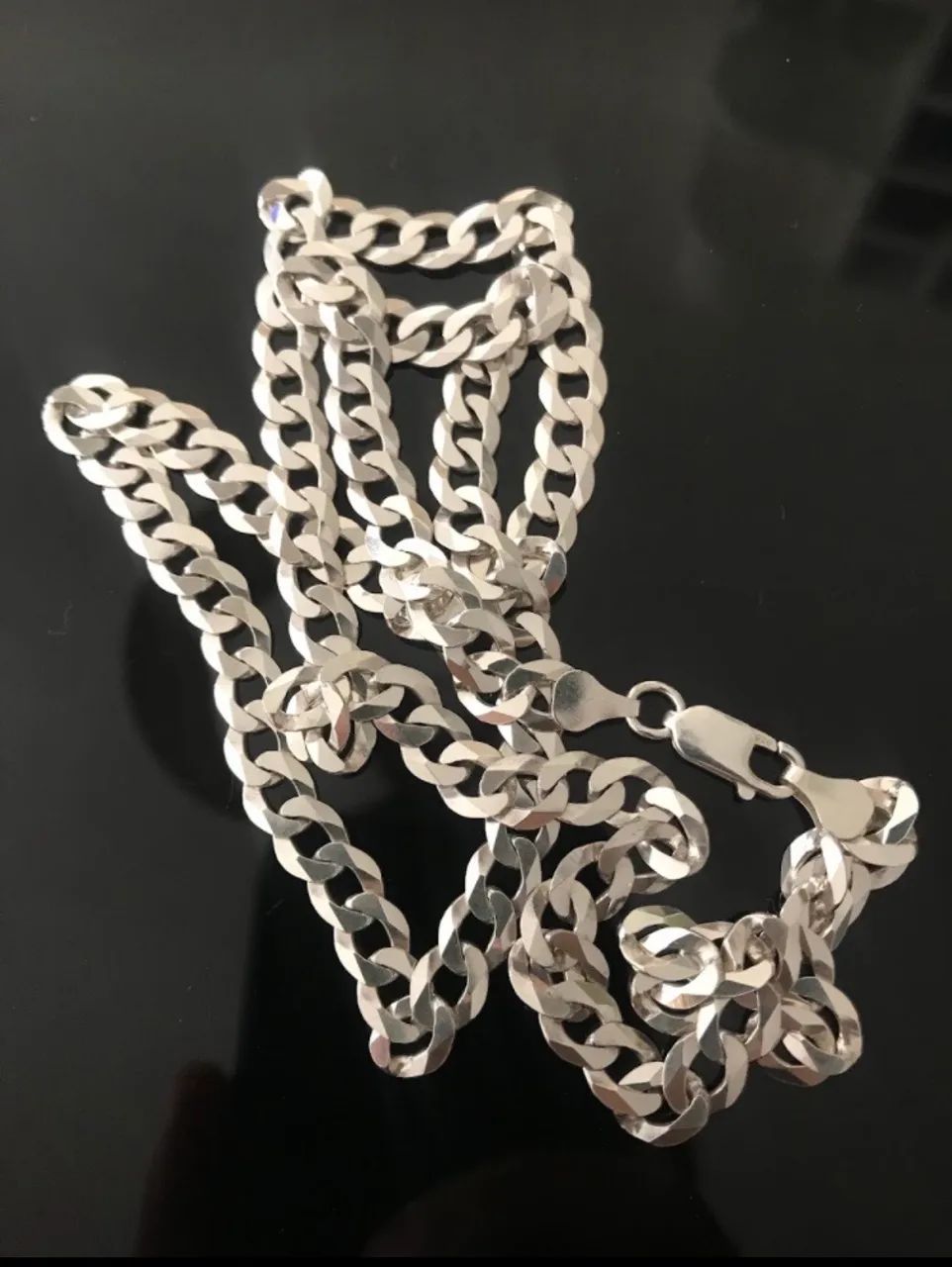 Corrente de prata pura 7mm 70cm + pulseira de prata pura 
