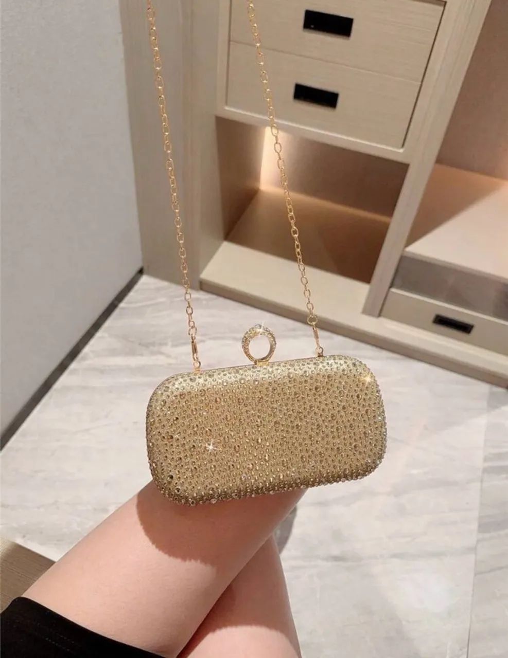 Clutch strass dourada - Foto 2