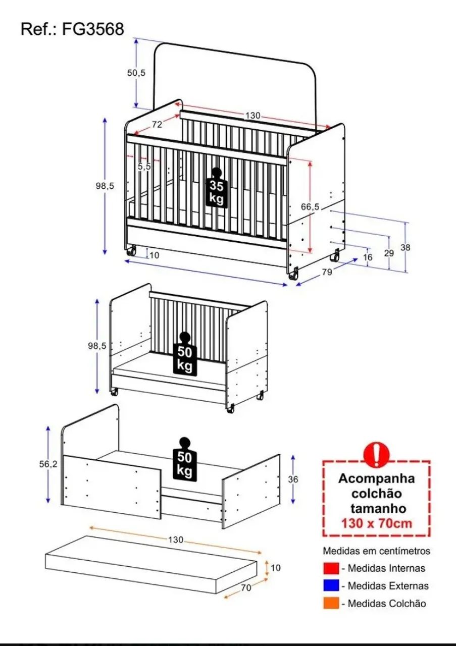 Berço 3 em 1 mini cama com colchão  - Foto 3