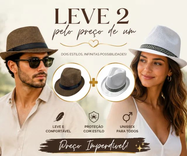 Chapéu Panamá 2 Chapéus pelo Preço de 1 _ Novos 