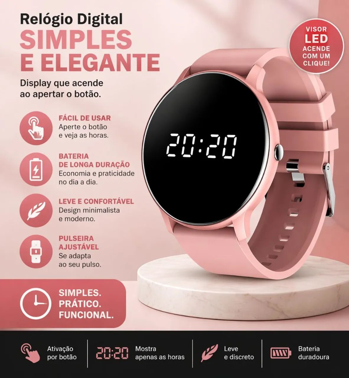 Relógio led digital simples