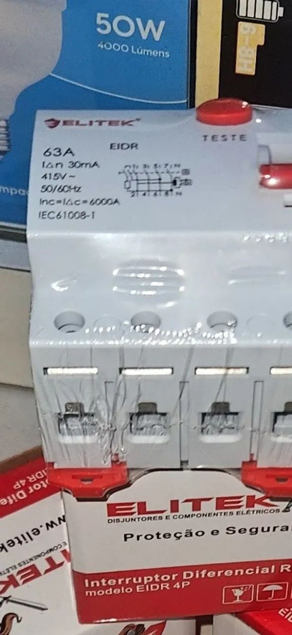 Interruptor Diferencial 4p 63a 30ma Alta Proteção Elitek - Foto 2