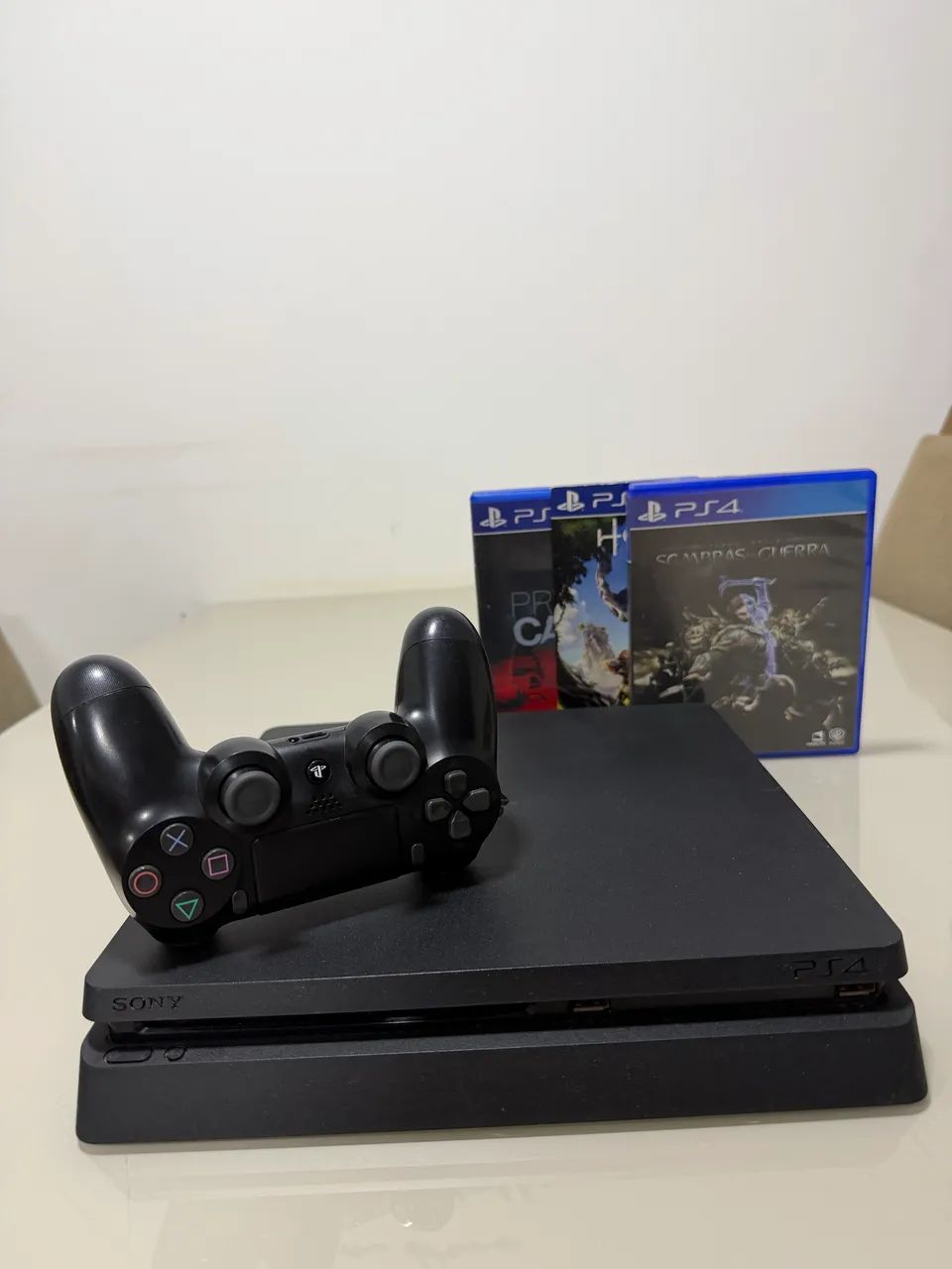 PS4 Slim 500GB Completo + 1 Controle + 3 Jogos - Pronto para Jogar