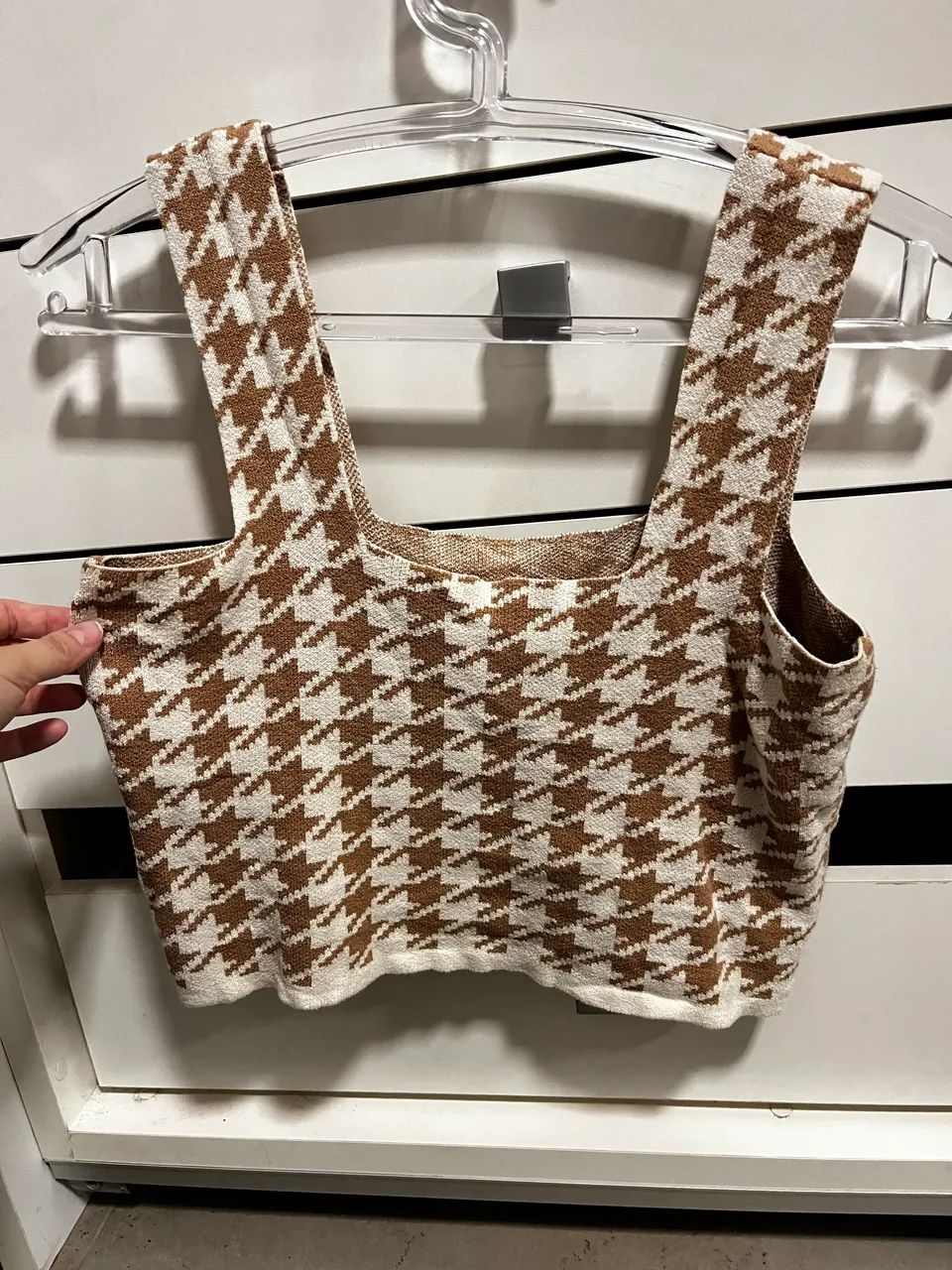 Cropped xadrez estilo Chanel regata - Foto 2