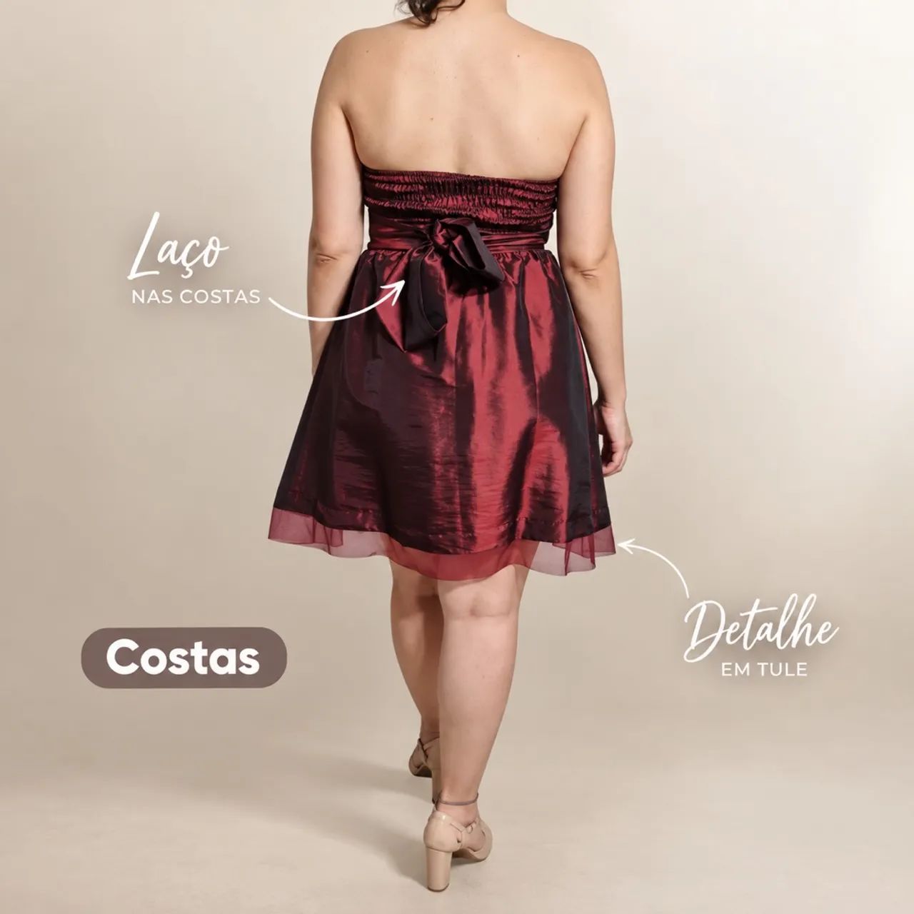 Vestido Vinho Tomara que Caia - Foto 3