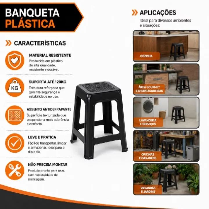banqueta plástica multiuso - Foto 4