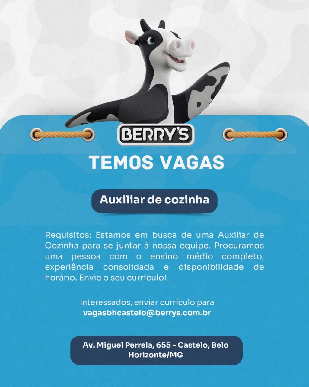 Auxiliar de Cozinha - bairro Castelo