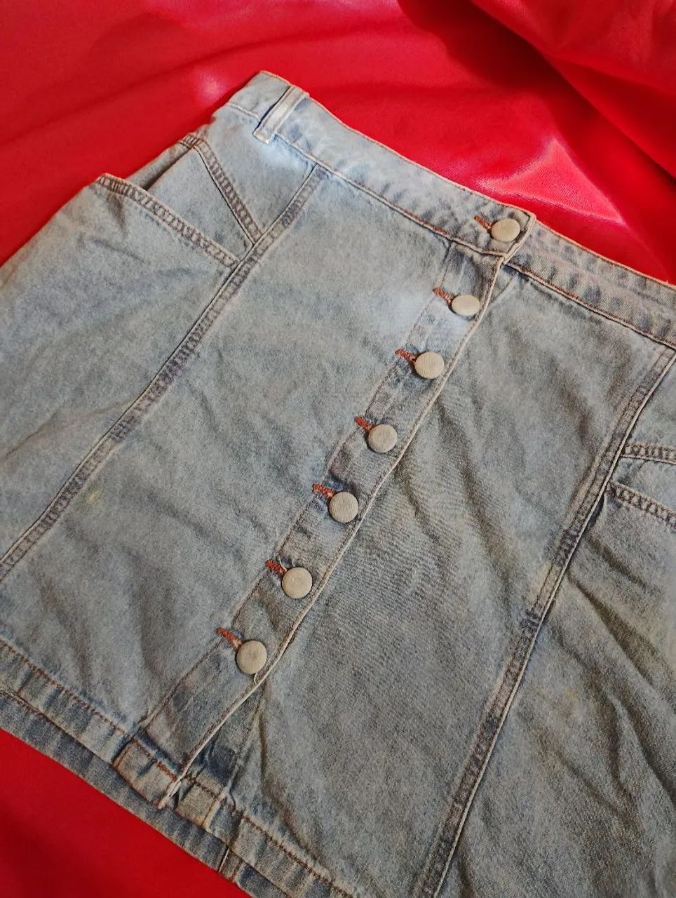 Mini saia jeans feminina tam 50 - Foto 3