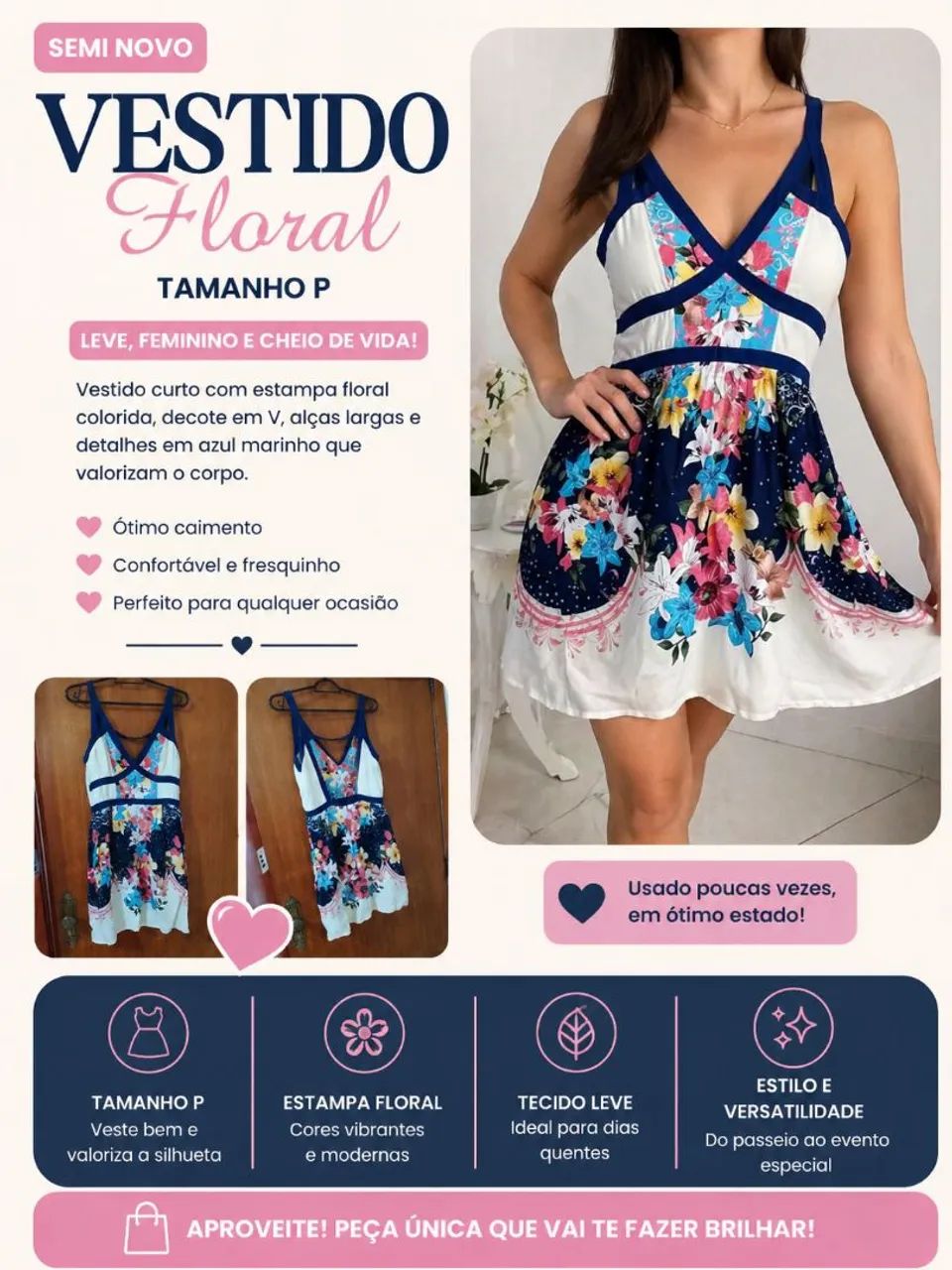 Vestido curto floral feminino 