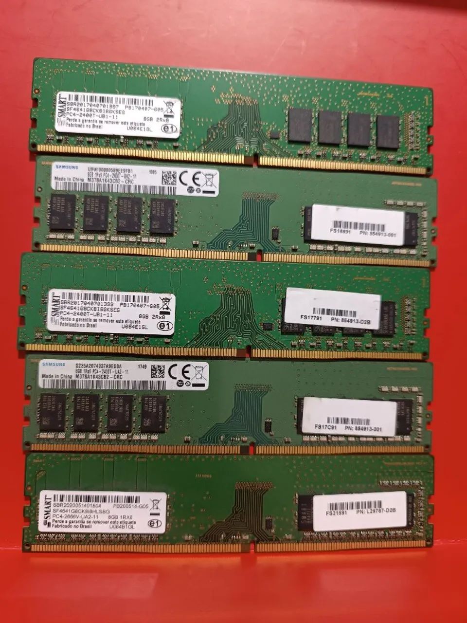 Lote com 5 memórias ddr4 8g desktop 