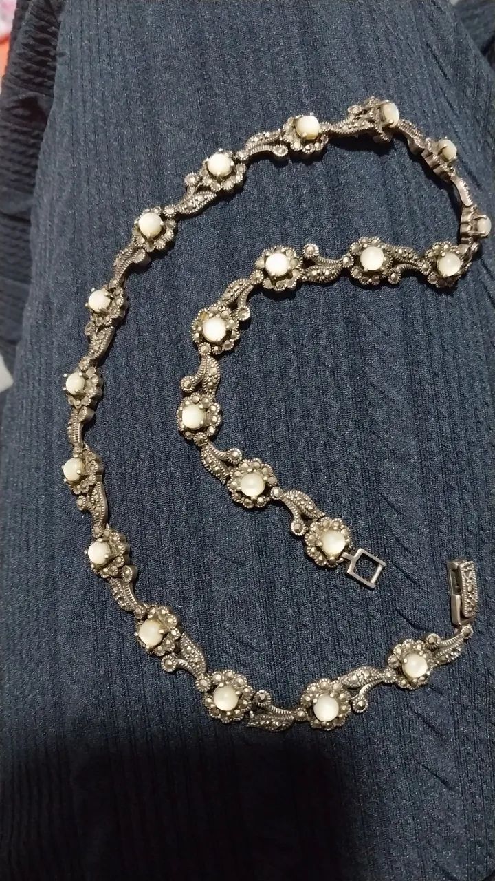 Joia gargantilha floral  prata 925  * - Foto 2