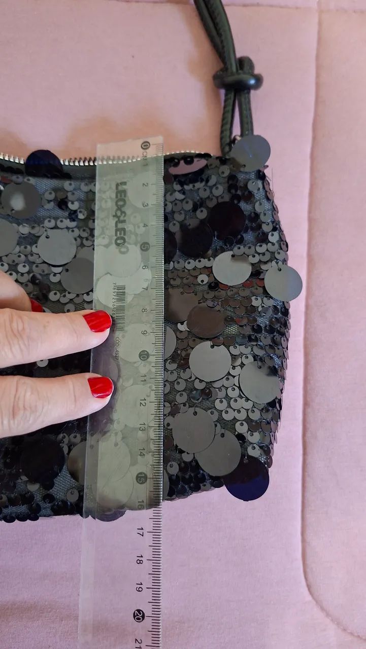 Bolsa de lantejoulas preta nova - Foto 4